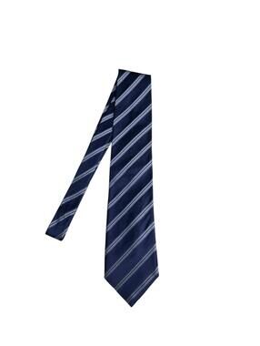 Canali Silk Tie Navy Blue Striped Made in Italy Classic